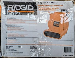 RIDGID 3-Speed Blower Fan Air Mover with Collapsible Handle and Rear Wheels