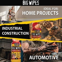 Big Wipes Heavy Duty Industrial Hand Cleaning Wipes Textured Scrubbing