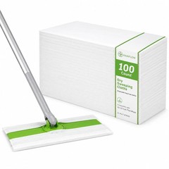 RAINFLOW 100 Count Dry Sweeping Cloths – Disposable Mop Pads 100 pcs, White