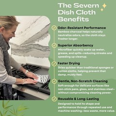Severn Dish Cloths for Washing 10 inches by 10 inches, Dark Gray + White