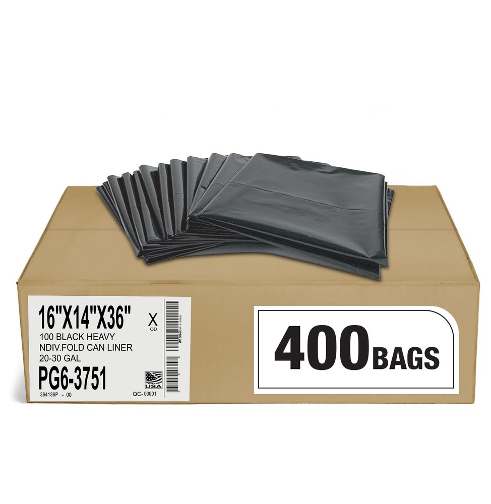 Aluf Plastics 20-30 Gal Black Heavy Duty Garbage Bags 1.5 Mil – 30X 36 – Pack