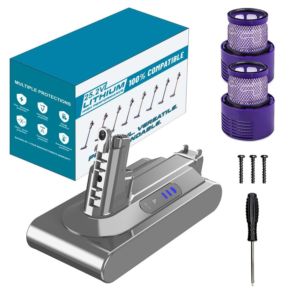 Cabeattee High Capacity 25.2V 7000Mah V10 Battery Sv12 Compatible Dyson V10