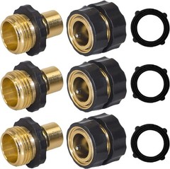 Hourleey Garden Hose Quick Connector, 3/4 Inch Male and Female 3 Set