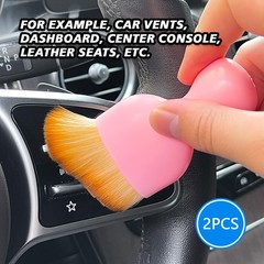 BEYPOVK 2PCS Car Interior Detailing Brush, Auto Soft Bristles Dust Brush Pink