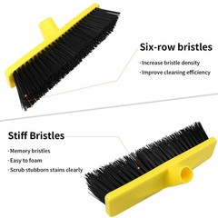 Push Broom Outdoor Indoor 12″ Wide,50″ Long Handle with Yellow Pp