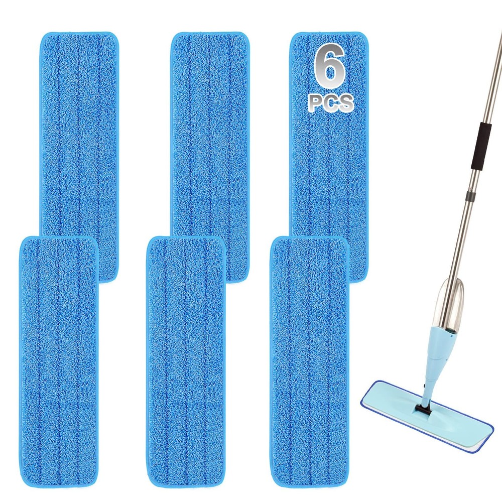 18 inch Reusable Mop Pads Microfiber Spray 5 Count (Pack of 1), Blue