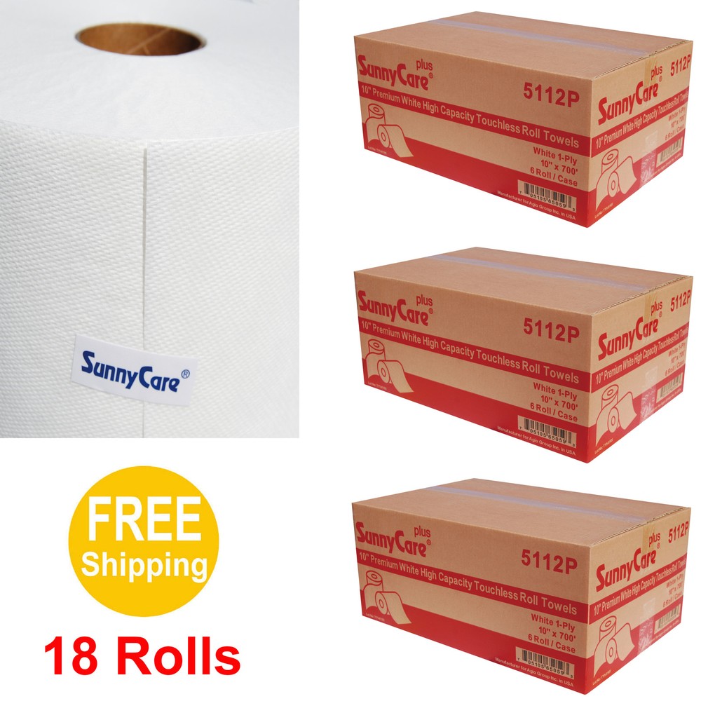10″ Premium White High Capacity Touchless Paper Towel Rolls 700′ Roll – 18 Rolls