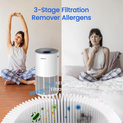 3000 Sq. Ft. True HEPA H13 Personal Room Air Purifier in Whites, 99.97% Cleaner,
