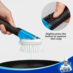 MR.SIGA Soap Dispensing Dish Brush Storage Set, Kitchen 4×6 – 4pack, Black