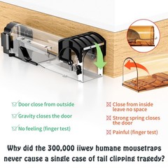 Humane Mouse Traps, 12 inches Enlarged No Kill Rat Live Traps for Black 1Pack