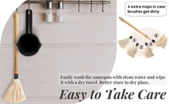 7 Pack Cast Iron Sauce Pot and BBQ Mop Brush Set, 13.5 OZ Small Basting Pot &
