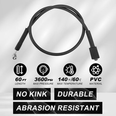 Tool Retractable Pressure Washer Hose Reel 60 FT x 60 FT, Grey, Black