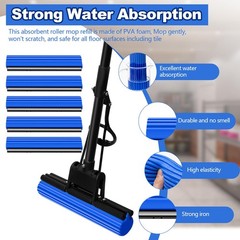 Willinglong 10 Pcs Roller Mop Refill Bulk Absorbent PVA Sponge Head Blue