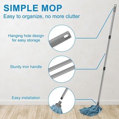 KeFanta Mops for Floor Cleaning,One Mop Handle with 2 Blue Microfiber Cloth M…