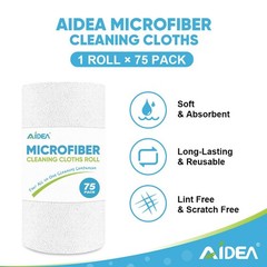 AIDEA Microfiber Cleaning Cloth Roll White, 11.5 inches x inches, White