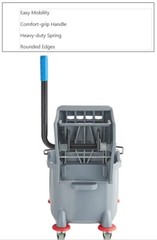 26 QT Grey Space Saving Combo Mop Bucket and Side Press Wringer Lavex