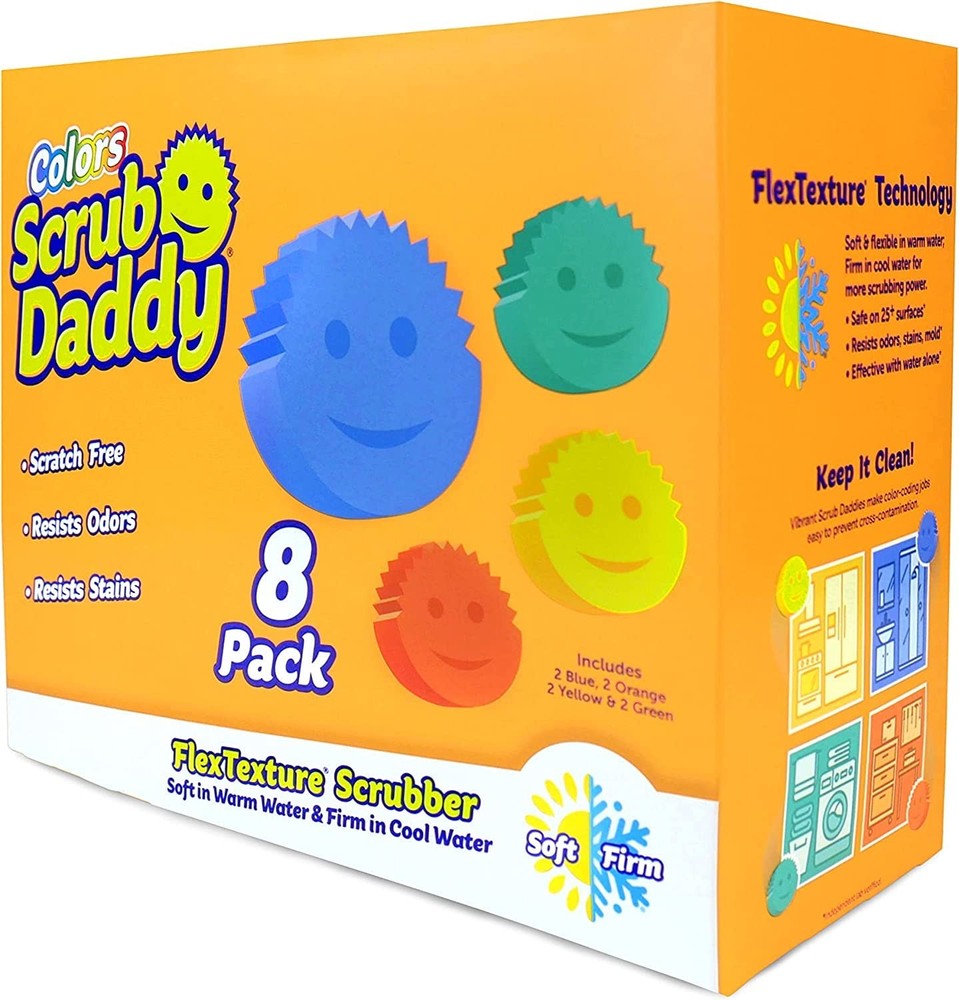 Scrub Daddy Sponges Set – Variety 8 Count (Pack of 1), Colors