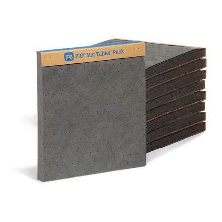 Pig Mat124 Sorbent Pad, 13 Gal, 14 In X 15 In, Universal, Gray, Polypropylene