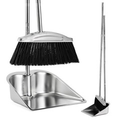 VOOWO Broom with Dustpan Combo Set, 46″ and Black