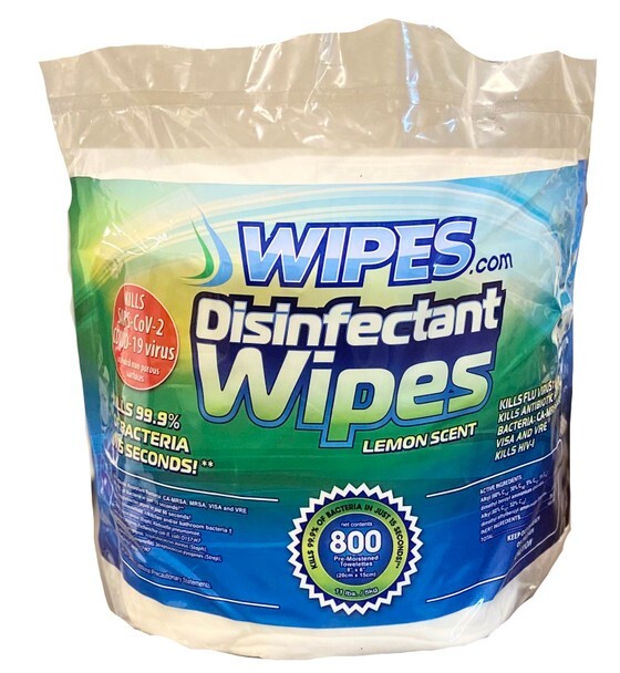 Wipes.com Disinfectant Deodorizer & Sanitizer Lemon Scent 800 Per Roll 8x6inches