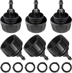 6 Pack Drip Irrigation Hose Connectors, 1/4 Inch inch, Black