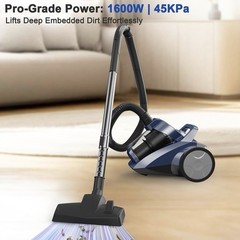 Canister Vacuum Cleaner 45KPa Power Bagless Canister Vacuums for Home with 5 …
