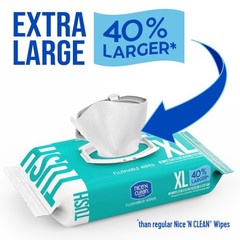 Nice ‘N CLEAN Extra Large Flushable Wipes | 40% 60 Count (Pack of 3), White