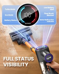Zynet S8 Cordless Vacuum Cleaner 500W/45Kpa/40Mins Lightweight Stick Vacuum For
