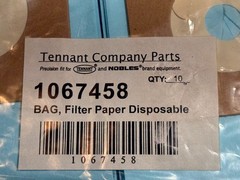 Tennant Company Parts #1967458, Nobles Bag Filter Paper Disposable 30 Total Bags