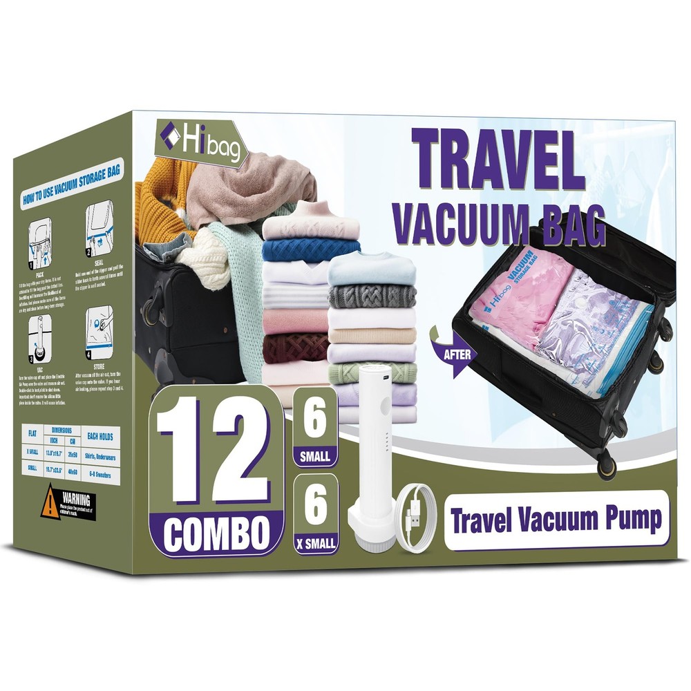 Travel Vacuum Bags with Electric Pump, for Luggage 6S+6XS
