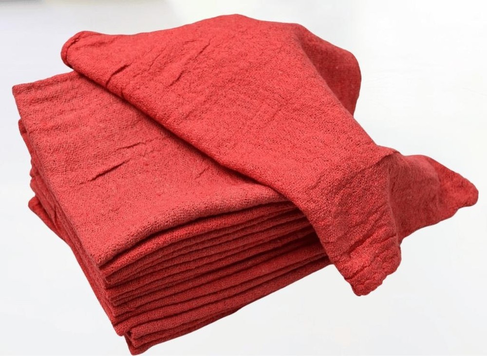 1000 Red Shop Rags Towels 12×14 Industrial B-Grade Cleaning Cloths Bulk