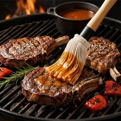 7 Pack Cast Iron Sauce Pot and BBQ Mop Brush Set, 13.5 OZ Small Basting Pot &