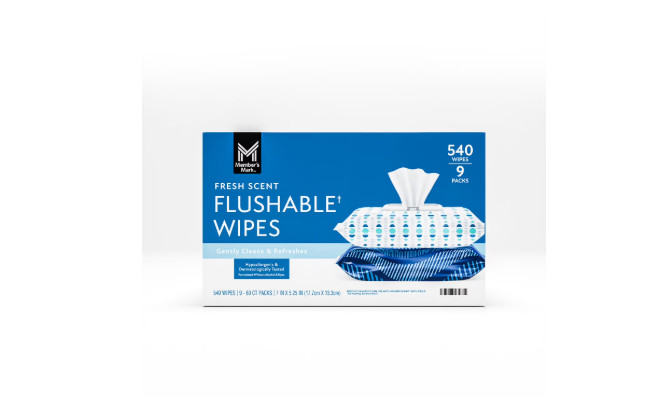 Member’s Mark Flushable Wipes, Fresh Scent, 540 Count
