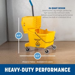 SPARTA Commercial Mop Bucket With Side Press Wringer, Floor 26 Quart, Blue