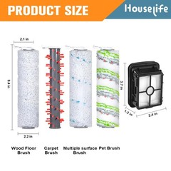 Houselife 4 Brush Rolls And 2 Hepa Filters Replacement Parts Compatible Bissell