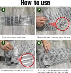 2PCS Collapsible Metal Rat Cage for Home Shop Garage Farm Office Pest Trap
