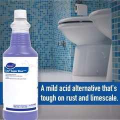 4 Bottles Diversey Crew Super Blue Mild Acid Bowl Cleaner 1qt each, 94476081
