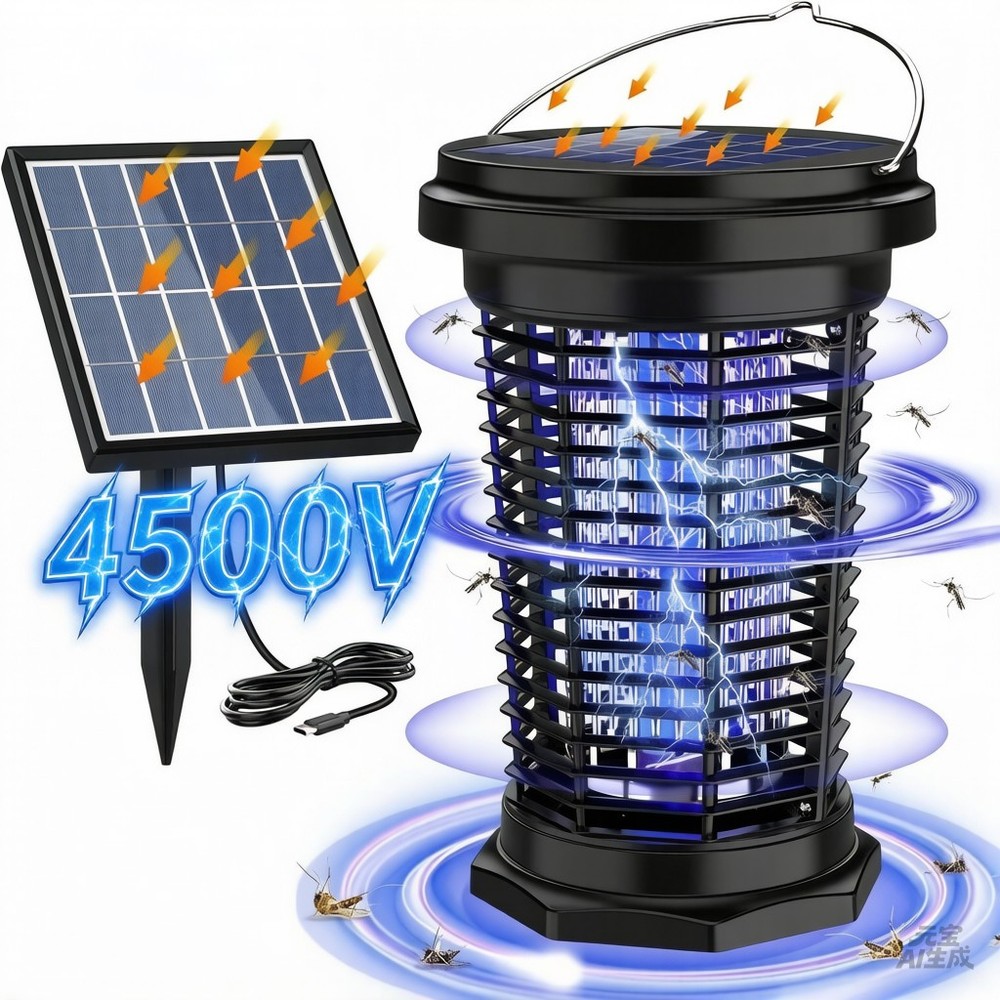 Solar Bug Zapper Outdoor & Indoor with 1.5W+4.5W Dual Solar Panel for Home Patio
