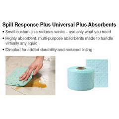 Brady Sorbent Pad, 5 gal, 7 1/2 in x 10 in, Harsh Chemicals, Green, 100 PK