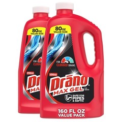 Drano Max Gel Drain Clog Remover & Cleaner, Fast-Acting 80 Fl Oz (Pack of 2)
