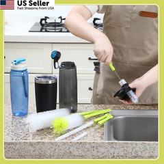 Bottle Cleaning Brush Set – Long Handle Cleaner for 5 Piece Set, Green