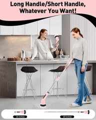 Shower Scrubber with Long Handle, Shower Cleaner Brush with 8 Floor Machine P…