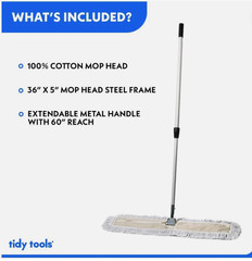 Tidy Tools Commercial Dust Mop & Floor Sweeper, 36 in. Yellow, mop for hardwood