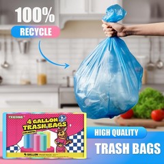 T.Foring 150 Count 4 Gallon Small Trash Bags – Colored Bathroom Garbage Bags