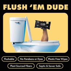 DUDE Wipes – Flushable – 6 Pack, 288 Count 48 (Pack of 6), Black