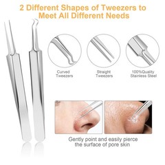 UUBAAR 9PCS Blackhead Remover Tools, Pimple Popper Tool Kit with 2 Silver