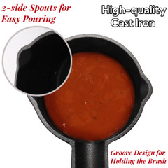 7 Pack Cast Iron Sauce Pot and BBQ Mop Brush Set, 13.5 OZ Small Basting Pot &