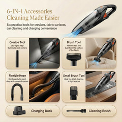 Handheld Vacuum Cordless, 25000Pa Powerful Suction Car Portable Orange