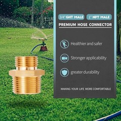 3/4″ GHT Male x 1″ NPT Male LF Brass Garden Hose Fittings Connectors Adapter,…