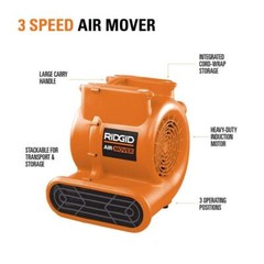 RIDGID Air Mover Carpet Floor 3 Speed Blower Fan For Water Damage Restoration
